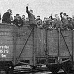 Photograph of the Death Train from Buchenwald to Theresienstadt 8 May 1945.