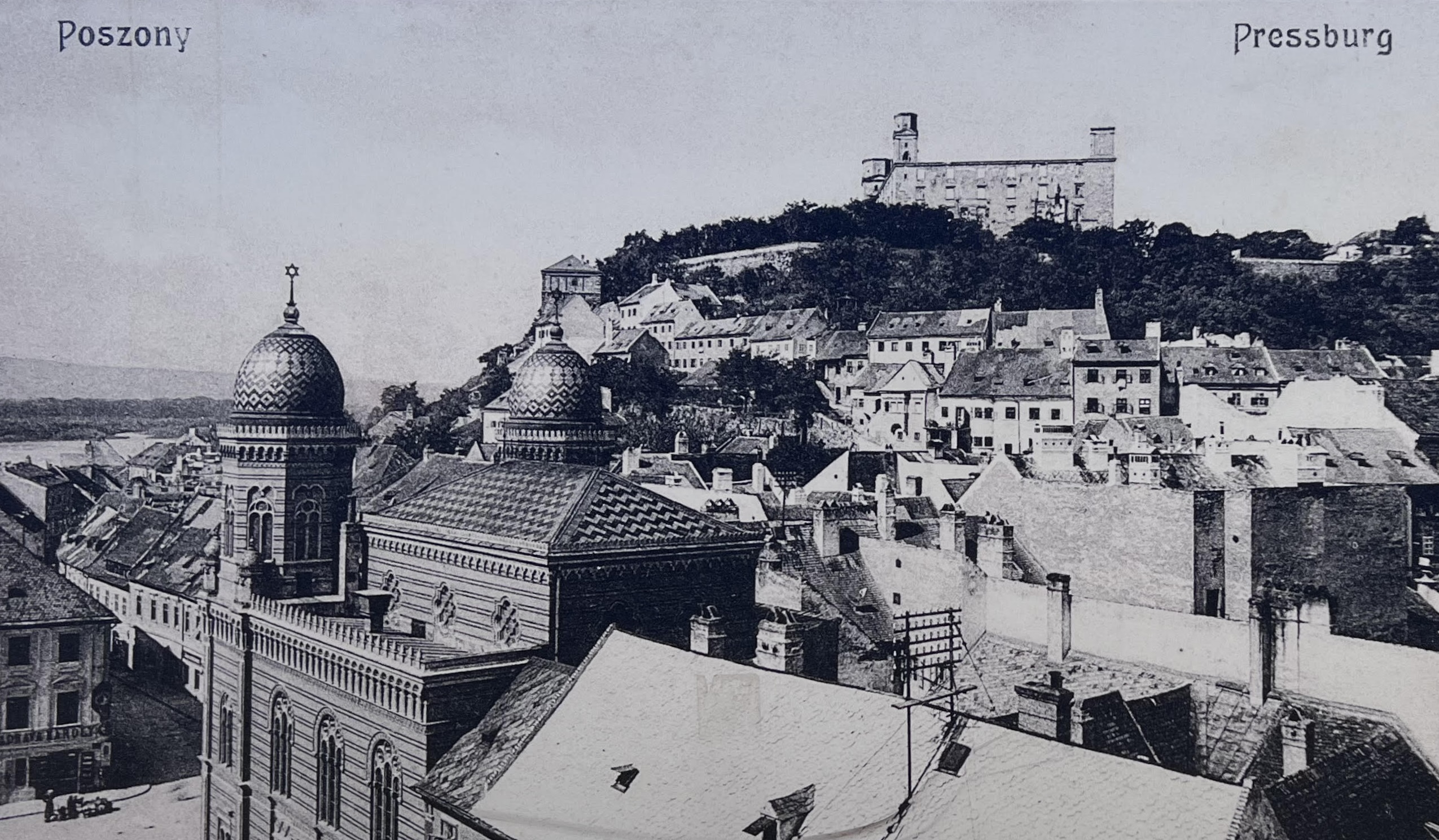 Pre-World War II postcard of Bratislava Castle.