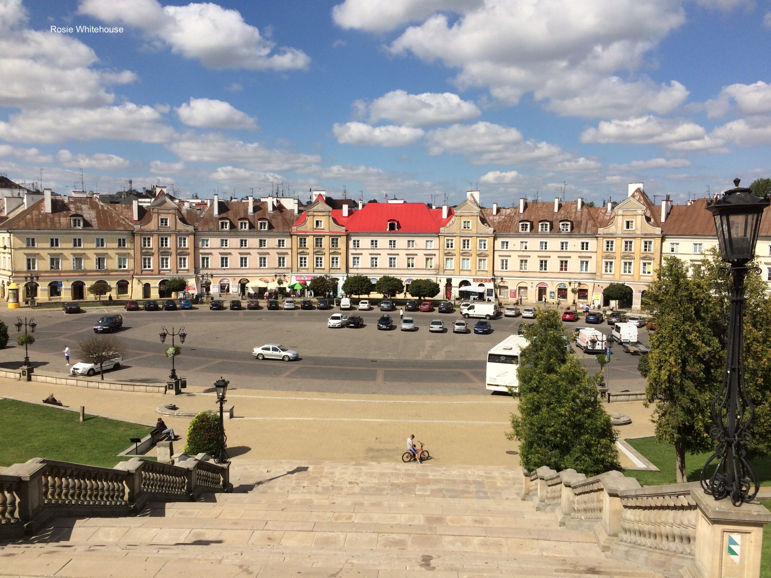 Photograph of The former Jewish quarter of Lublin. It was destroyed by the Germans and is now a car park. 