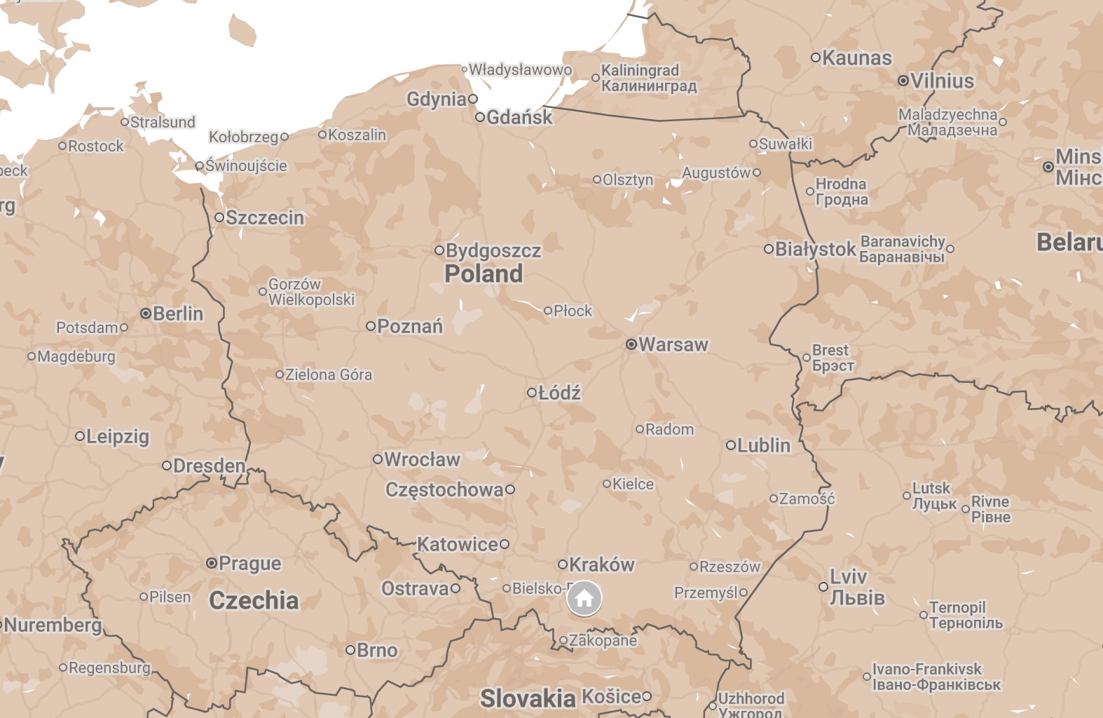 Map of Lesser Poland Voivodeship.