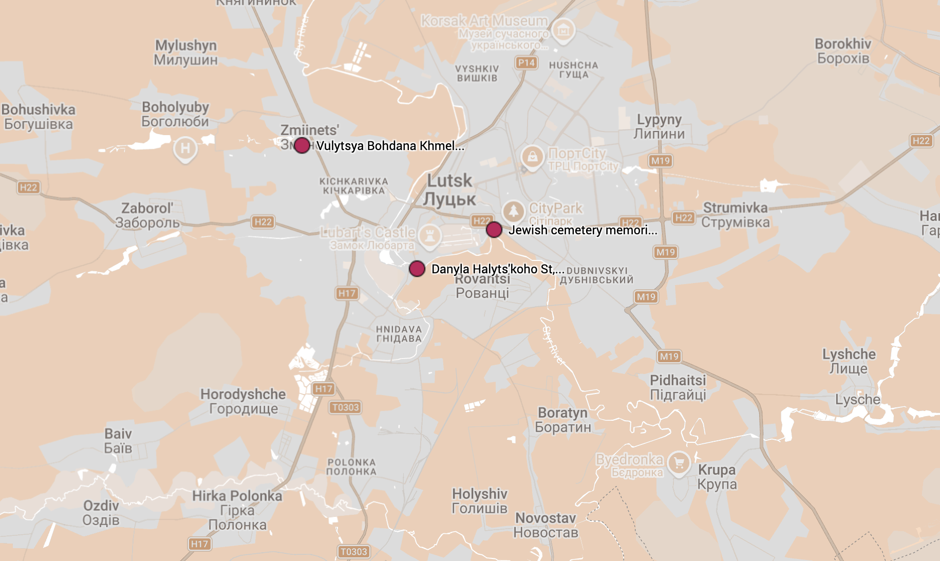 Map of Lutsk