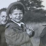 Photograph of Jackie Young at Crosby-on-Eden airfield in August 1945.