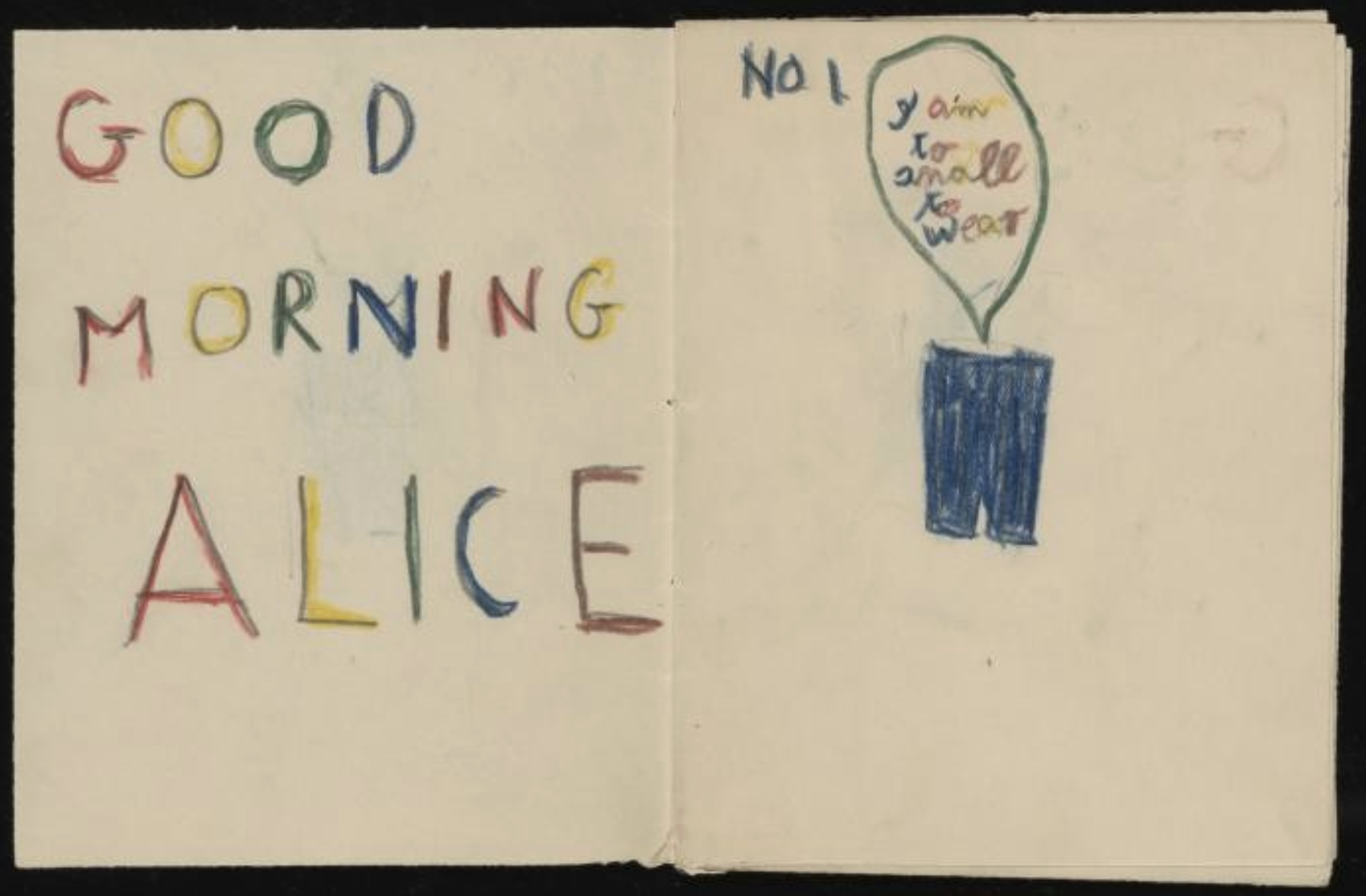 Drawing made by Ervin Bogner while he was under the care of Alice Goldberger in the Weir Courtney hostel.