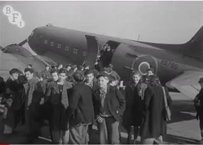 Photograph of the Boys arriving at Stoney Cross airbase 1945.