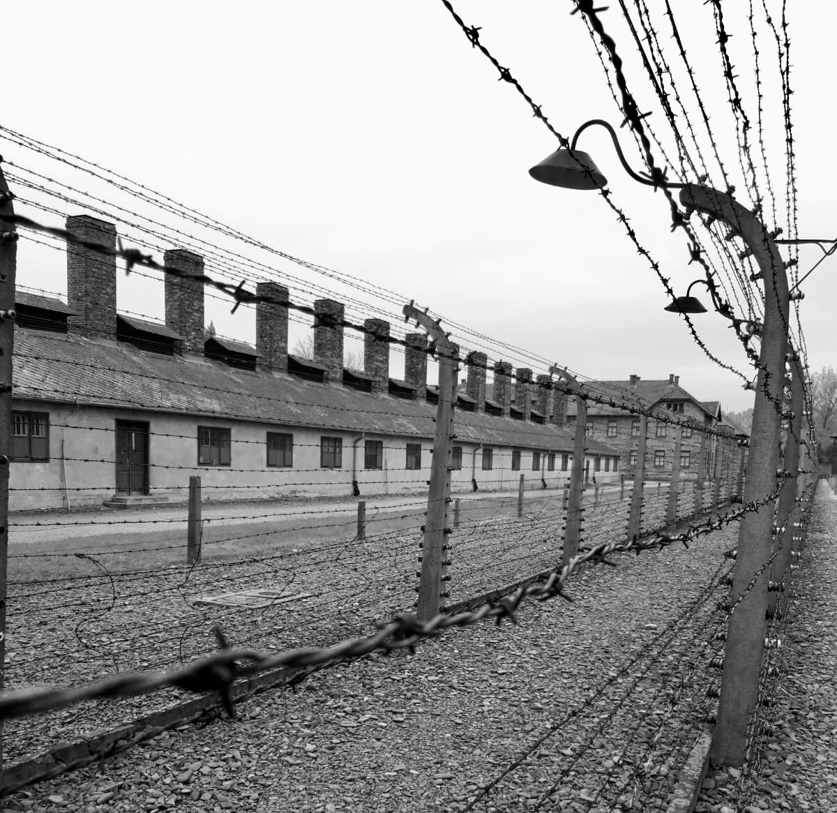 Photograph of the former Auschwitz concentration camp.