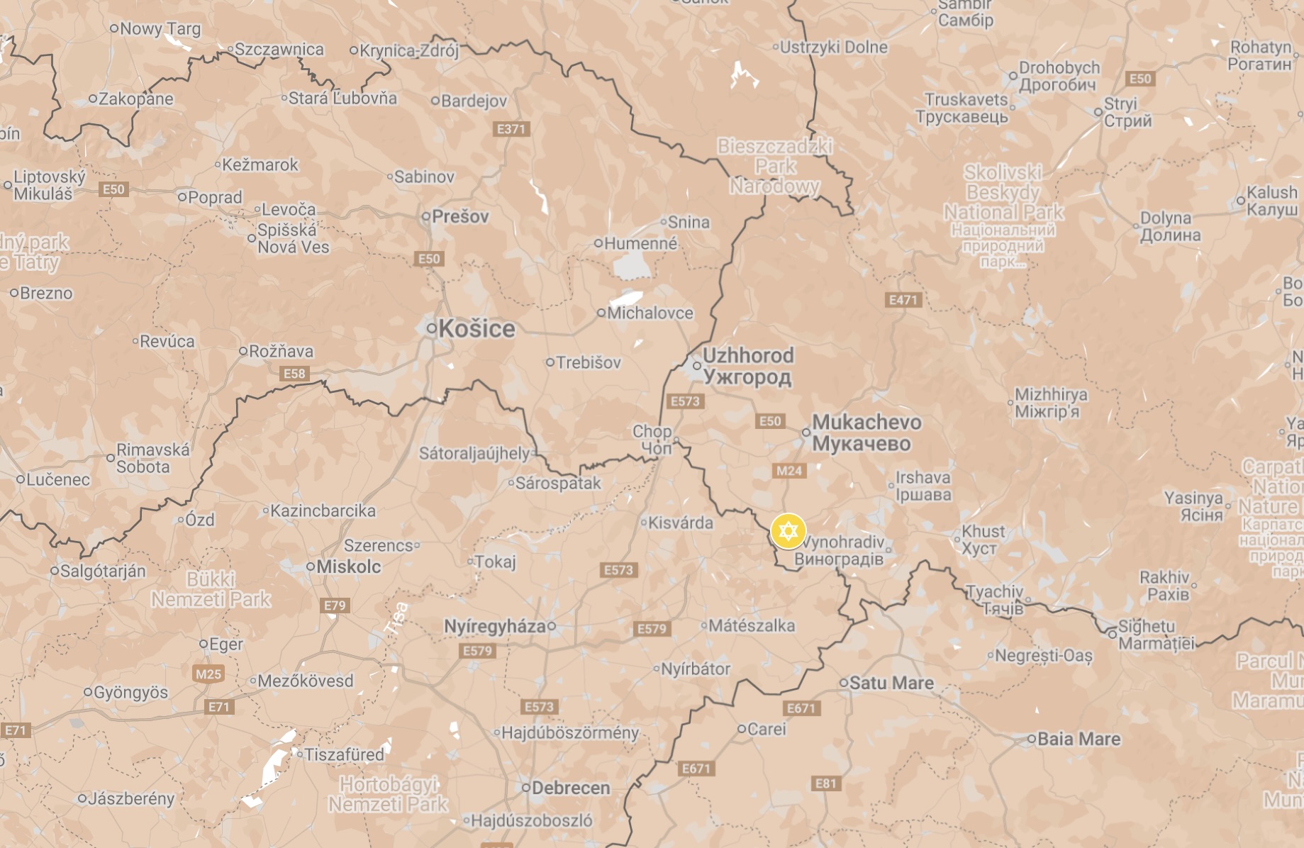 Map of Beregszász Ghetto.