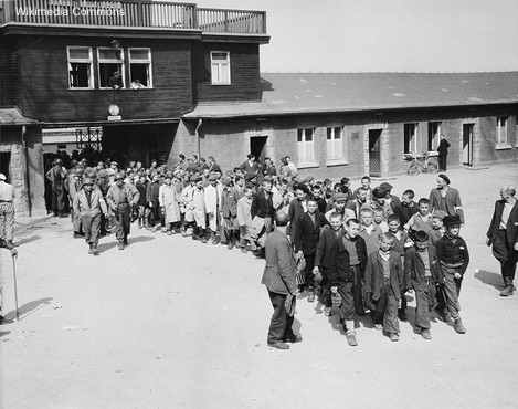 Photograph of Buchenwald Children liberated in the camp leave for France