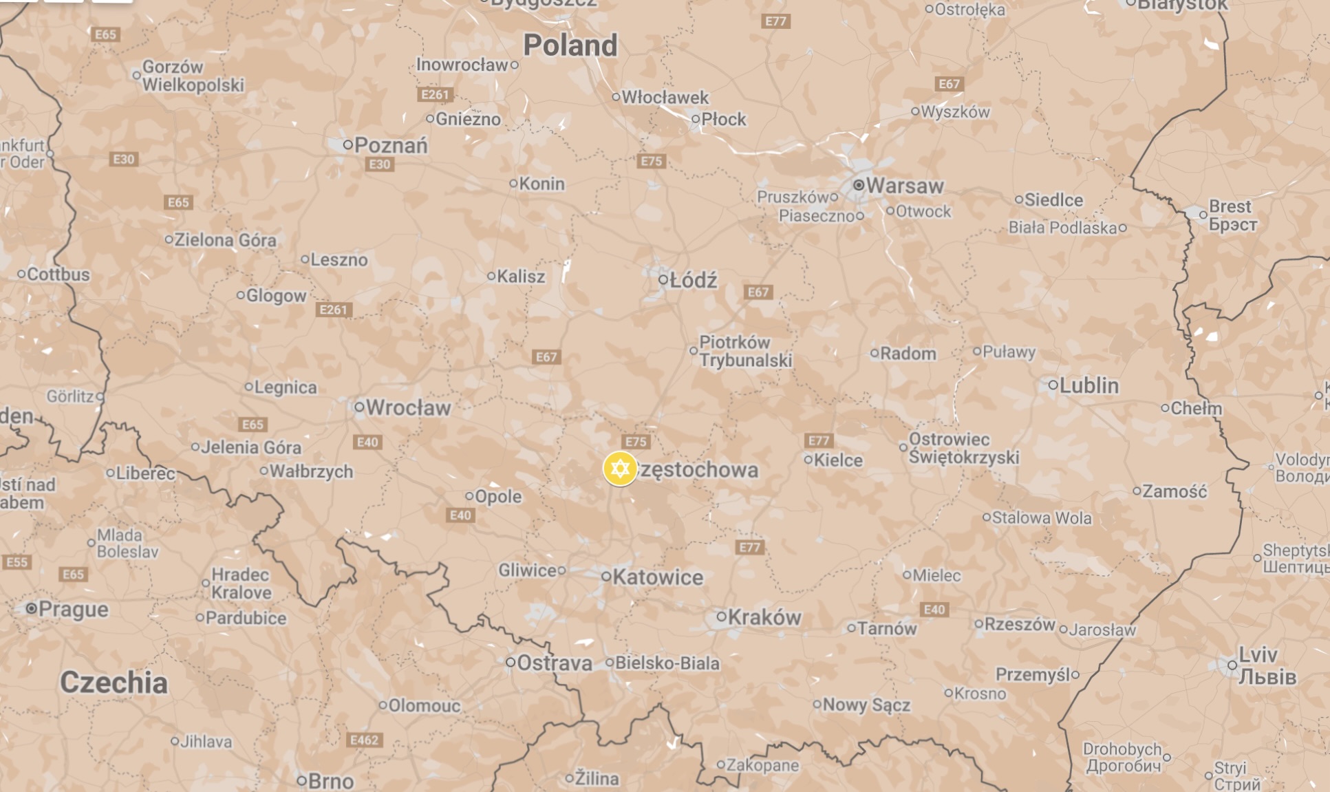 Map of Częstochowa Ghetto.