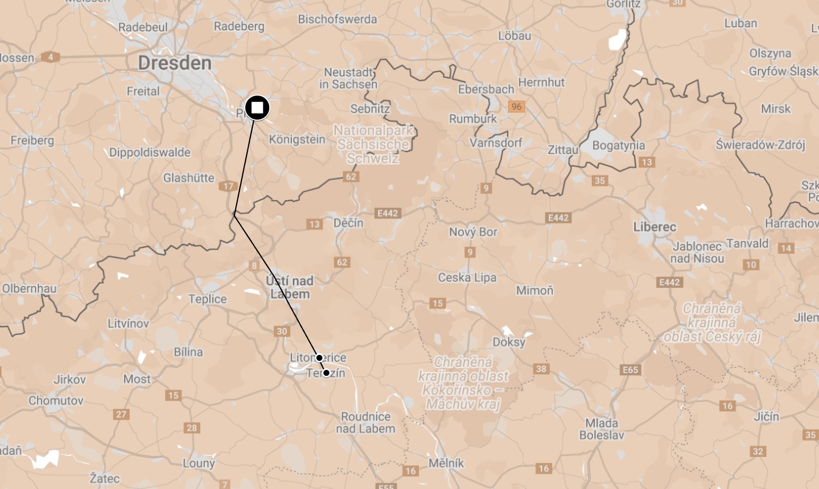 Map of Death March from Mockethal-Zatzschke.