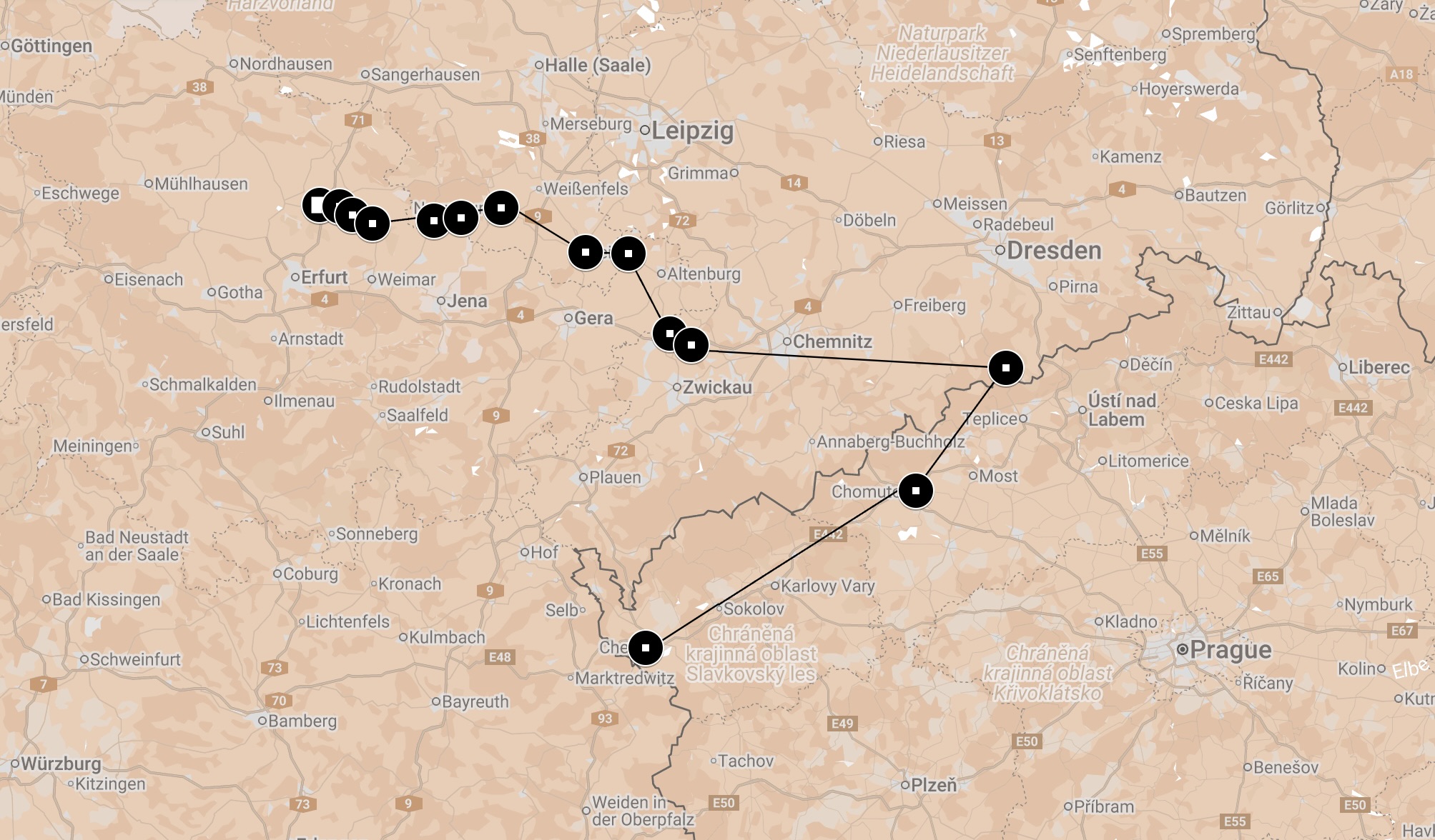 Map of Death March from Sommerda.