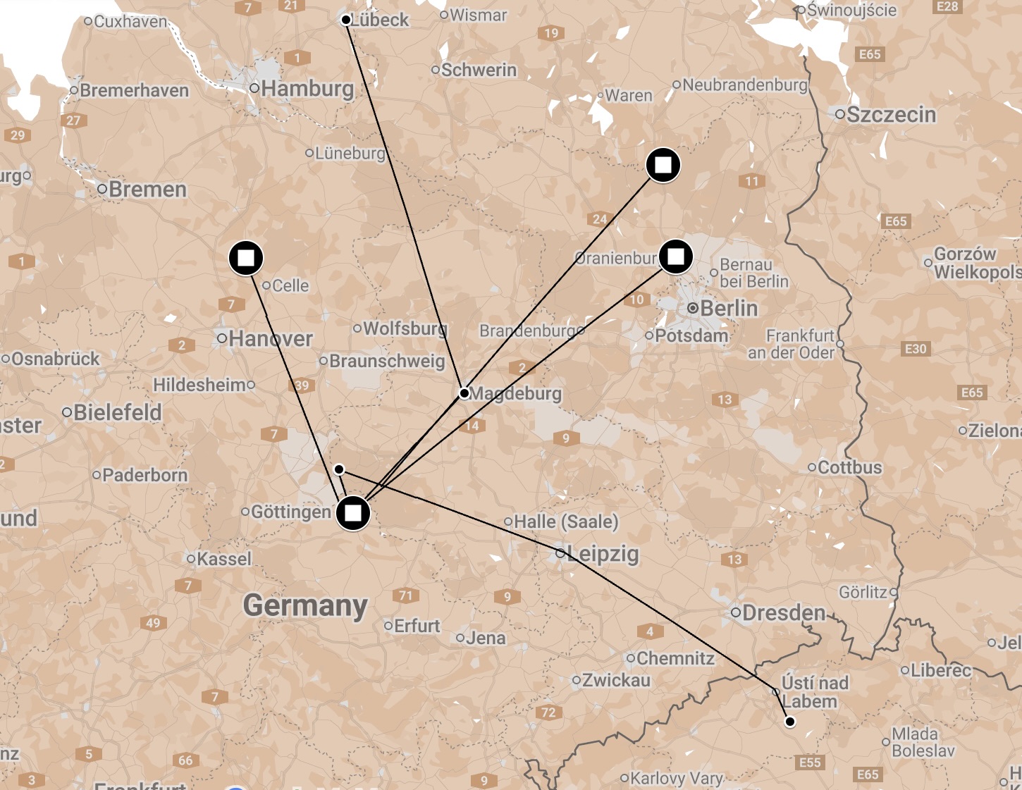 Map of Mittlebau-Dora Death Marches.