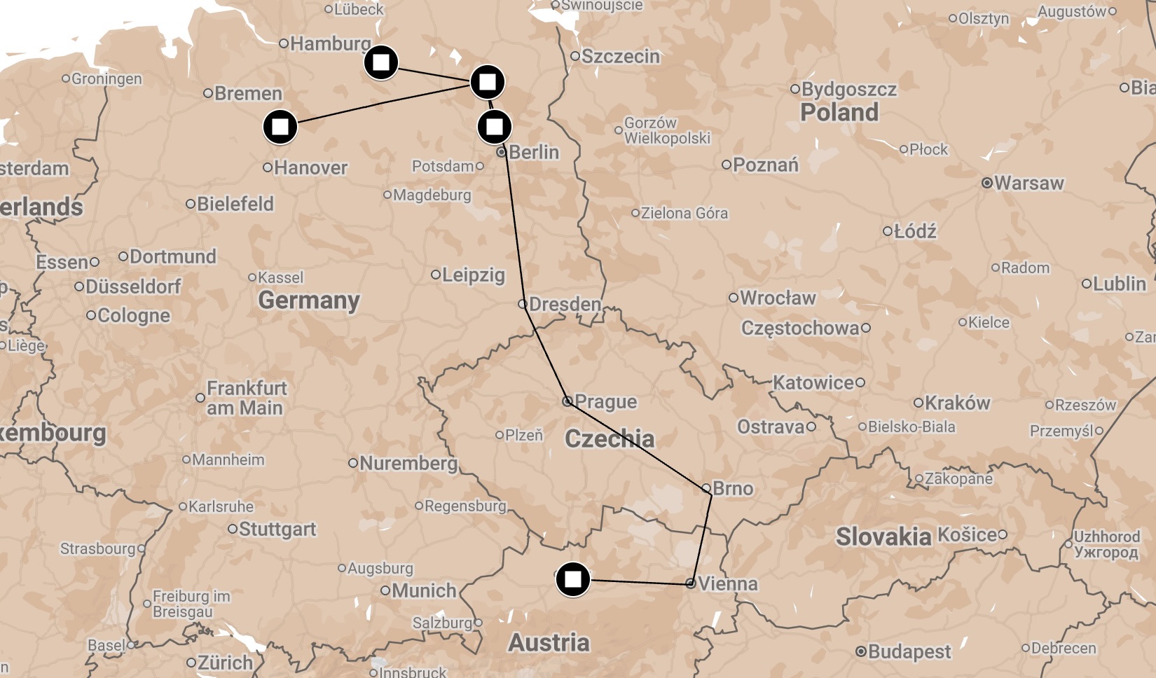 Map of Map of Death Marches/Trains from Ravensbruck.