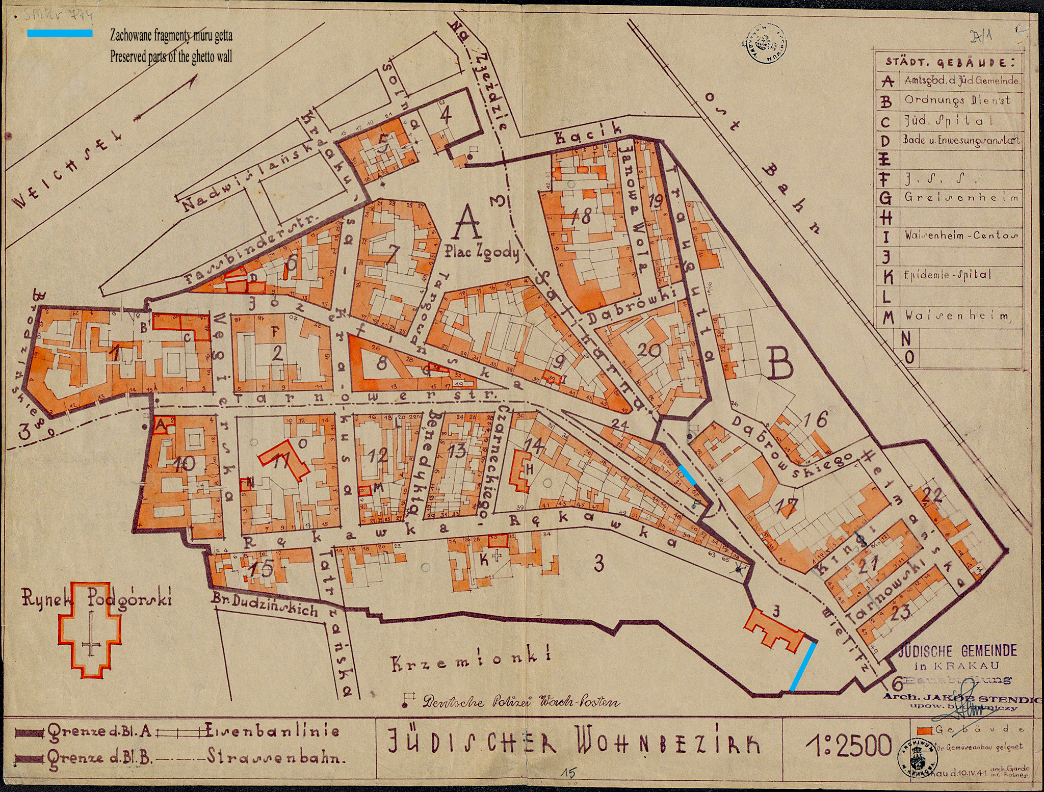 German plan of the Krakow Ghetttto.