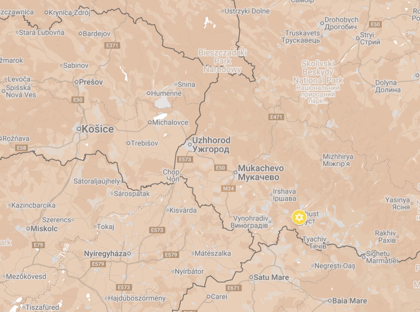 Map of Huszt Ghetto.