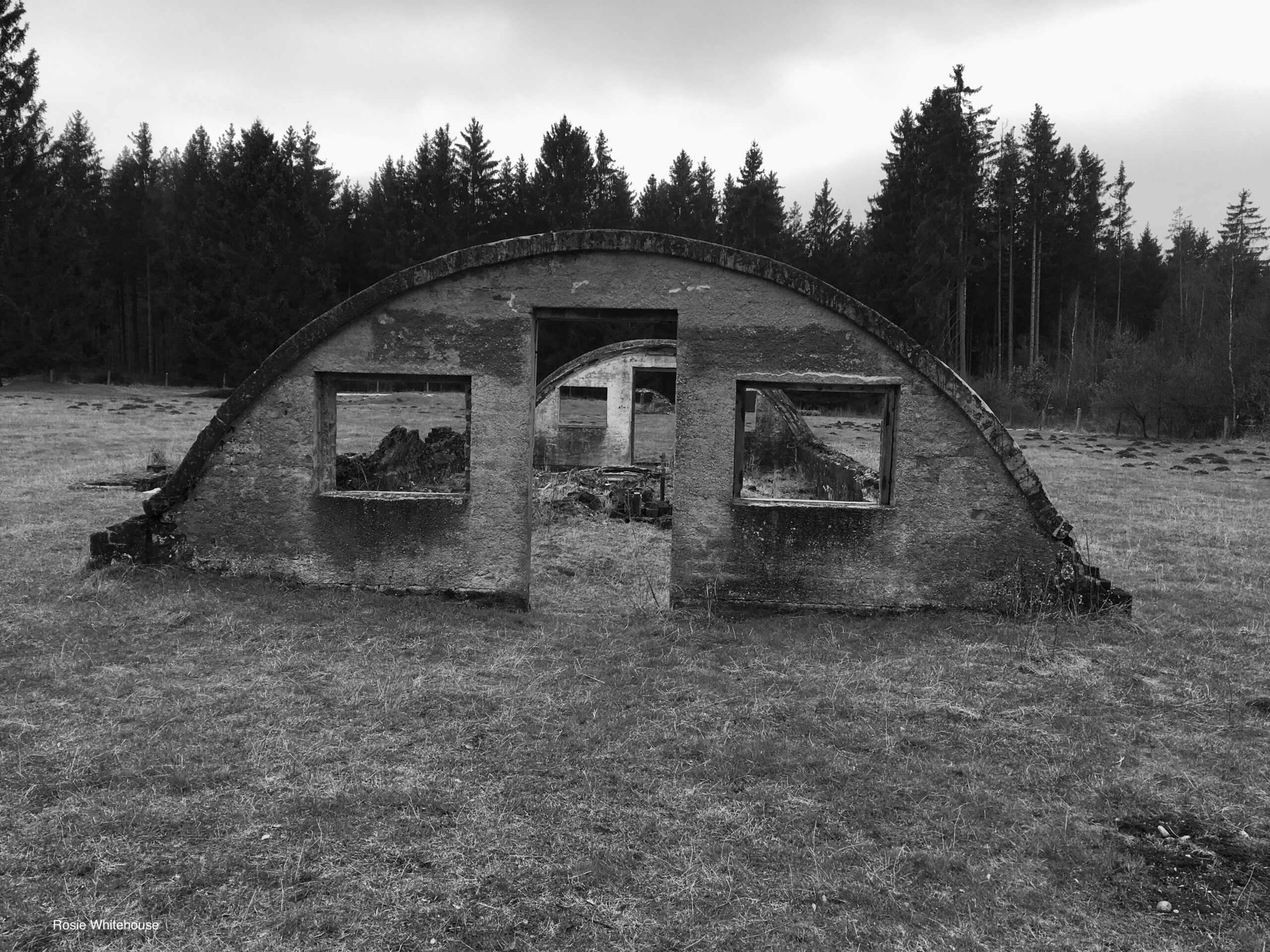Photograph of the barracks at the former Kaifering Camp, Bavaria, Germany.