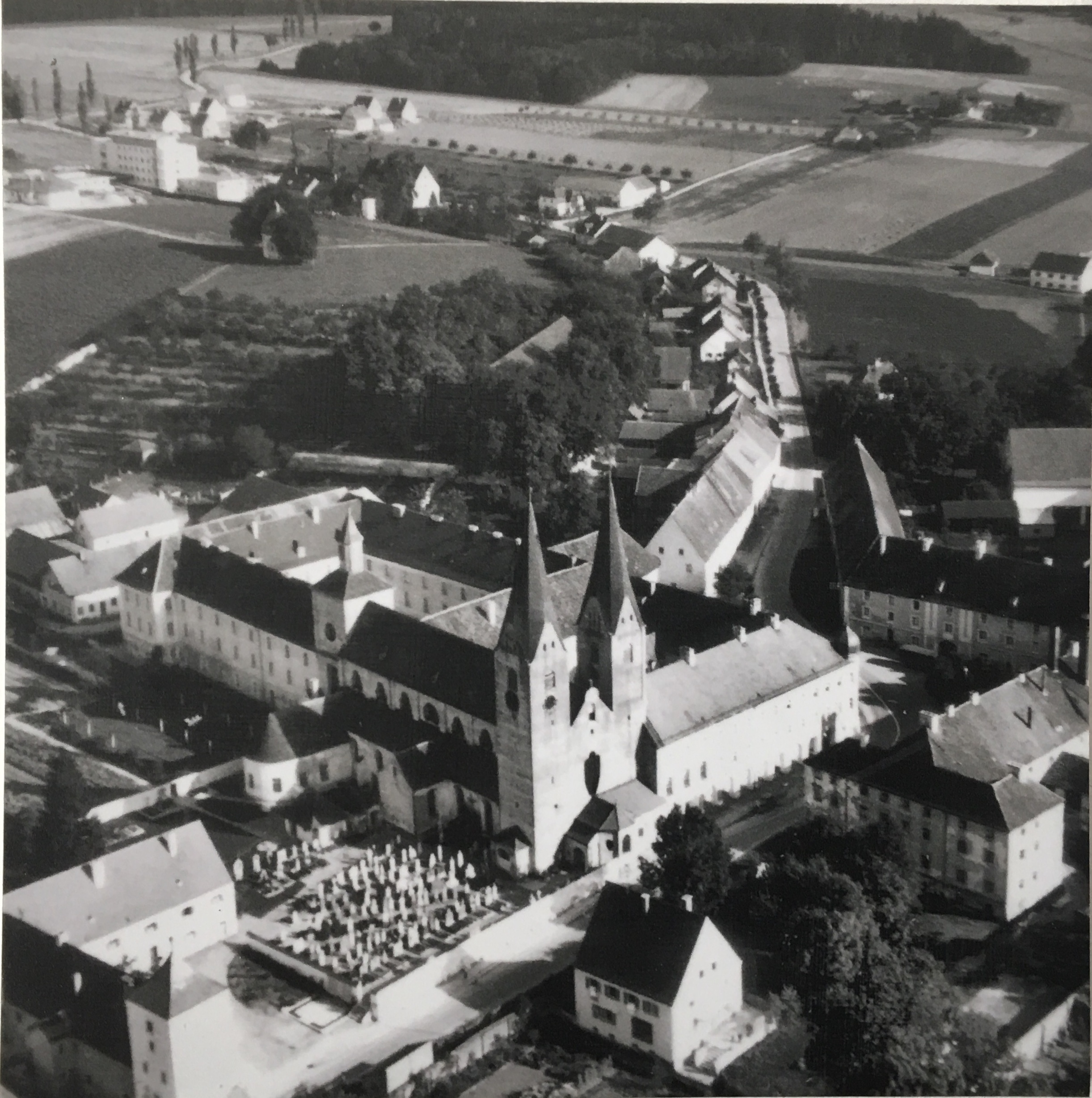 Ariel view of Kloster Indersdorf c 1945.