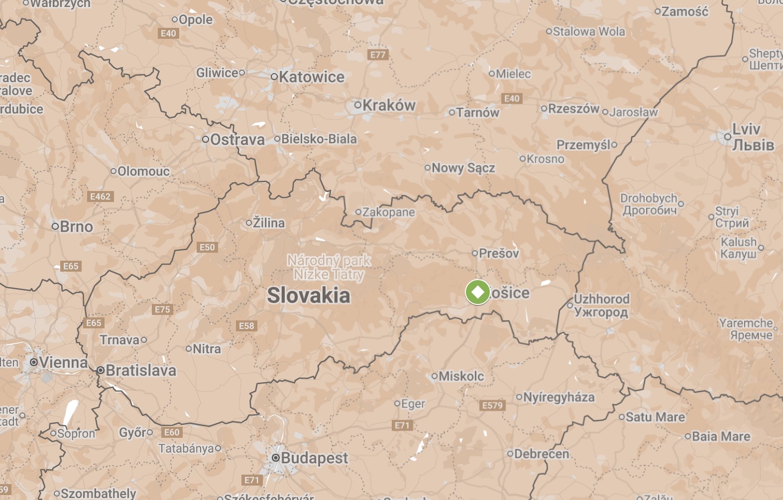Map of Kosice.