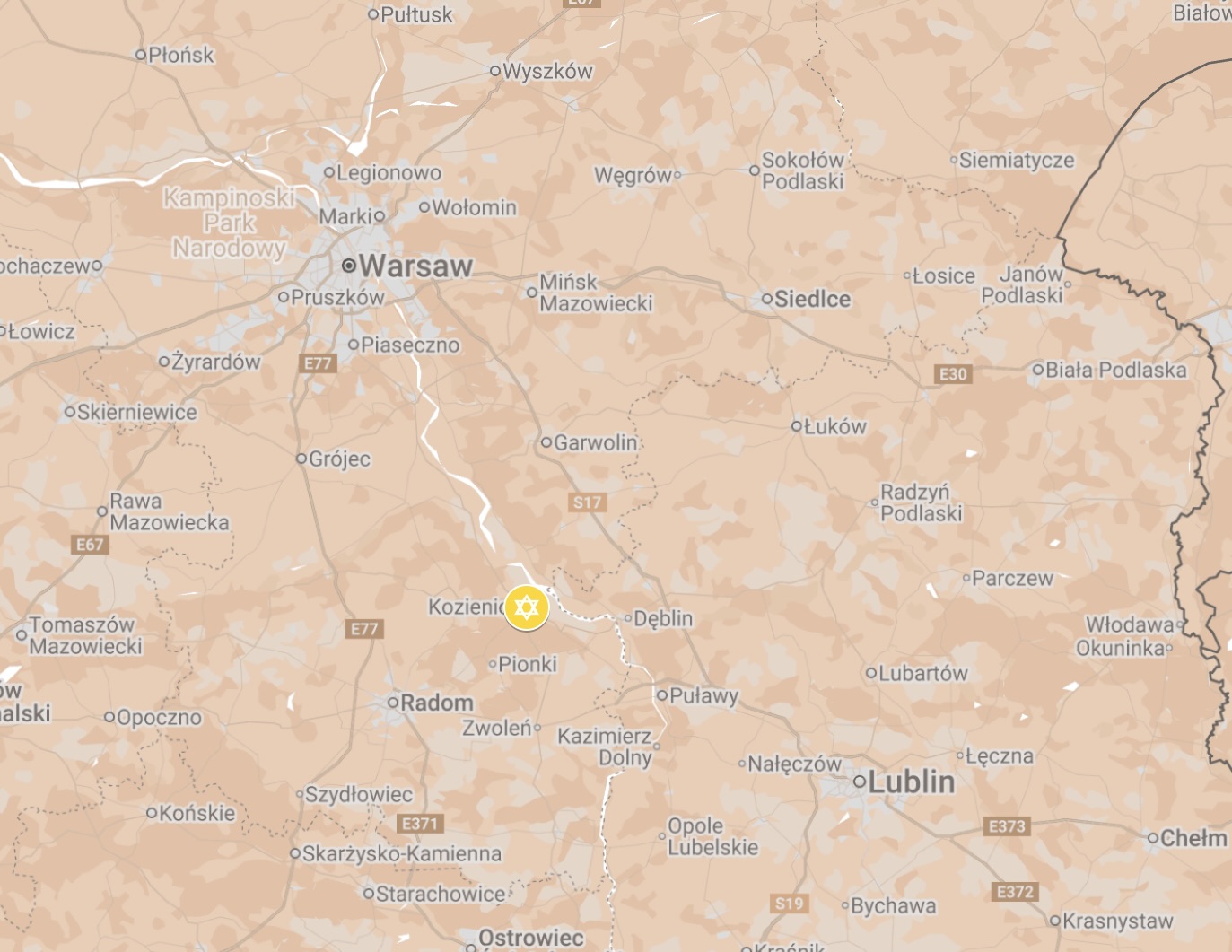 Map of Kozienice Ghetto.