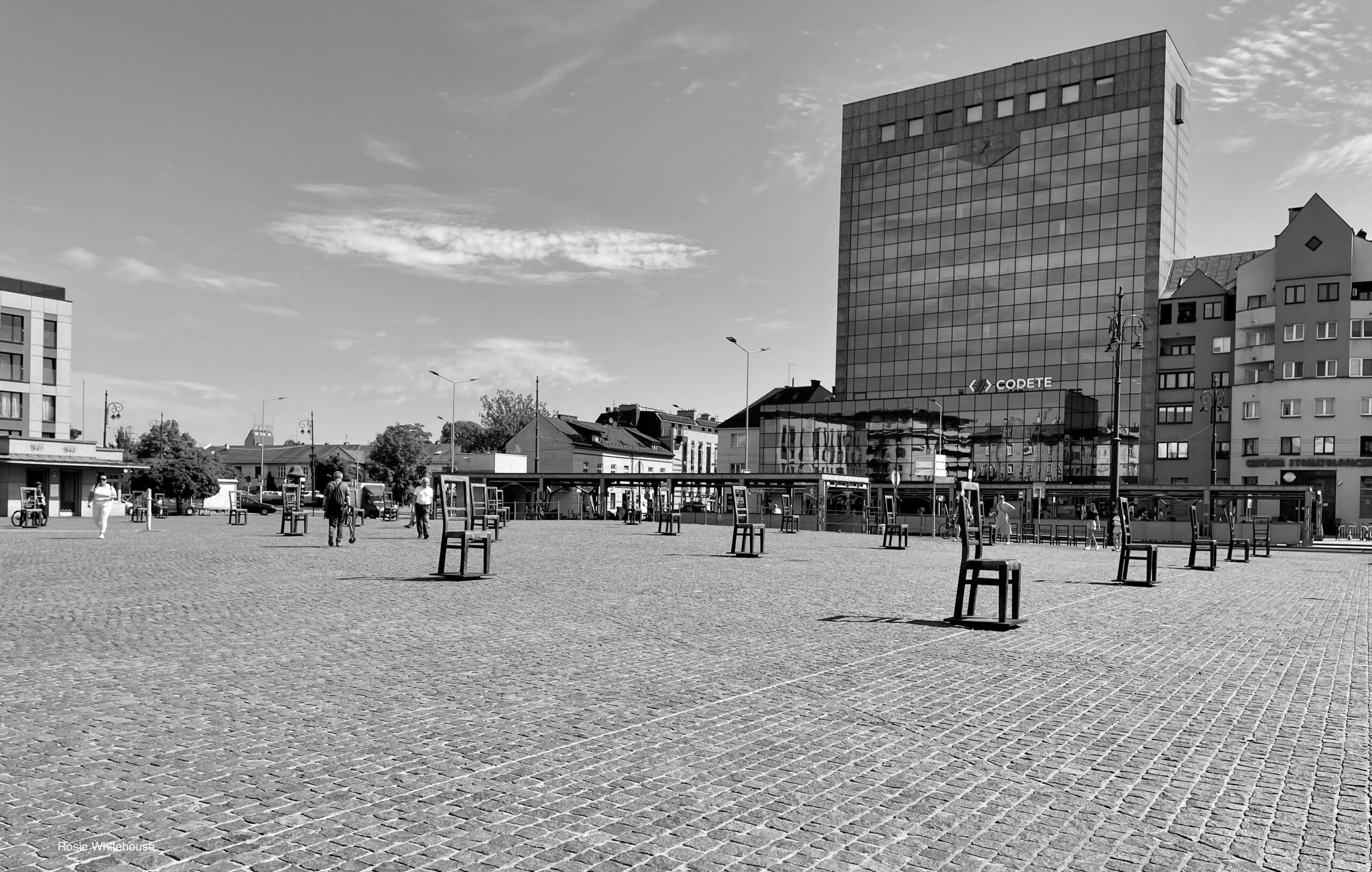 Photogrpah of the Krakow Ghetto Memorial, Poland.