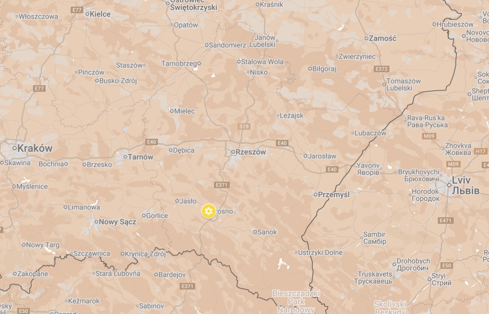 Map of Krosno Ghetto.