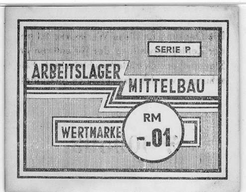 Photograph of a banknote from the Mittelbau concentration camp, 1943