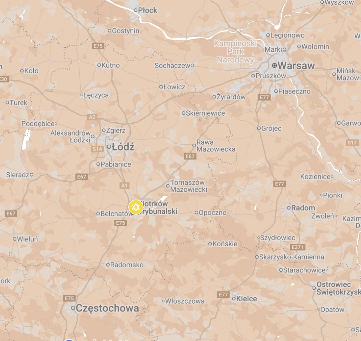 Map of the Piotrków Ghetto.