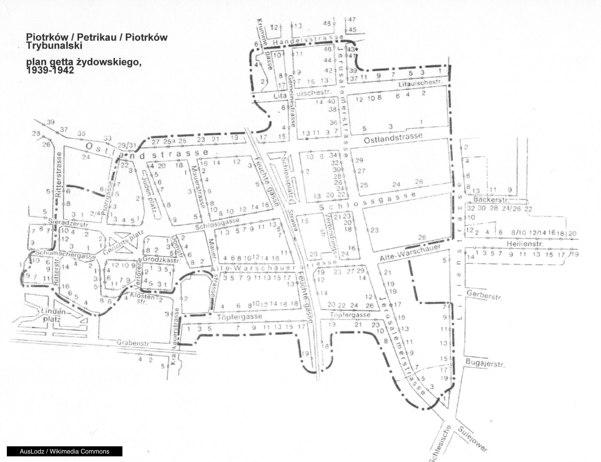 Map of the Piotrkow Ghetto.