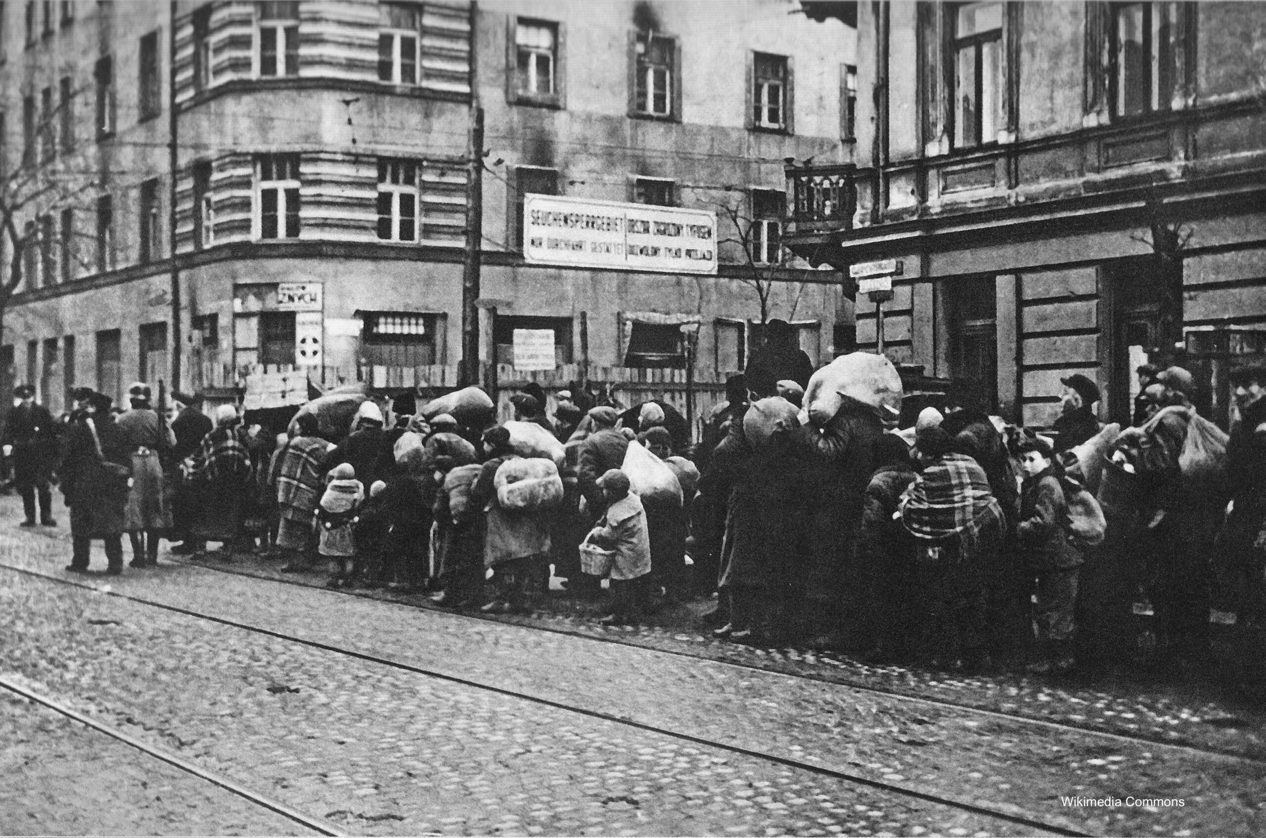 Photograph of deportation from the Warsaw Ghetto on Leszno Street.