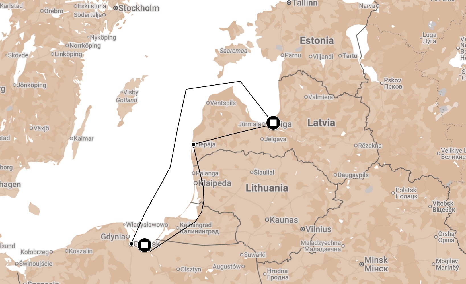 Map of Death March/Boats from Kaiserwald.
