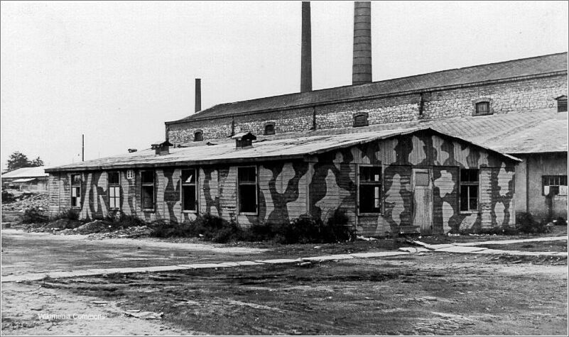 A photograph of the factory building in the HASAG labor camp in Czestochowa, Poland.