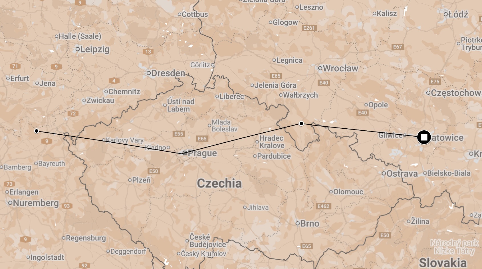 Map of Death March from Kattowitz.