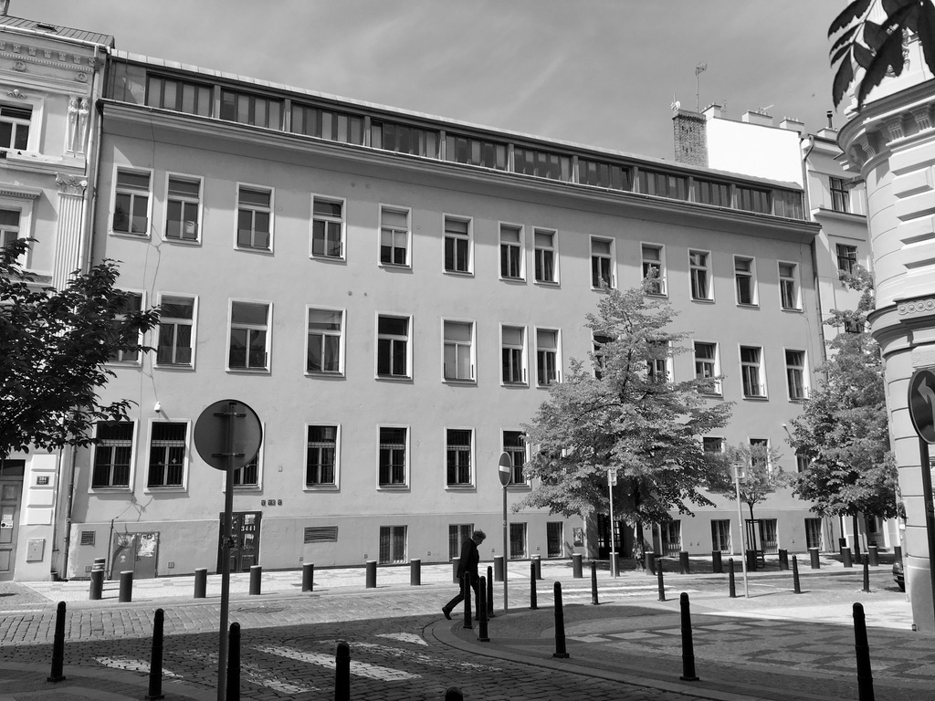 Photograph of the former Belgická orphanage in Prague, Czechia.