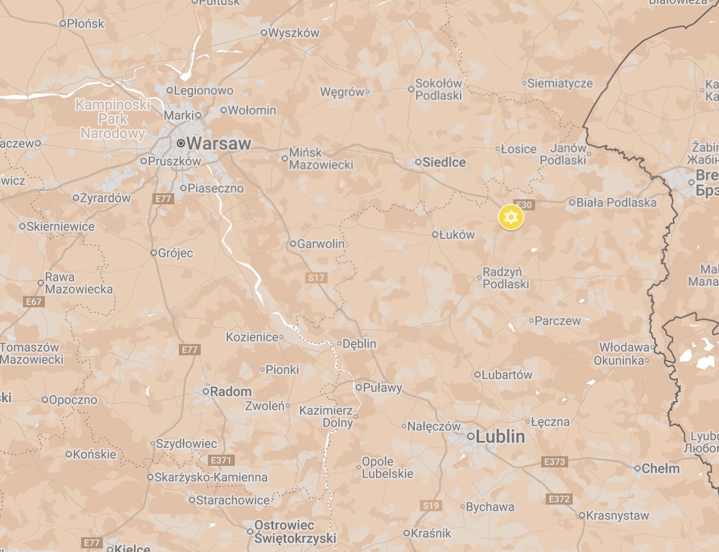 Map of Miedzyzec Podlaski Ghetto.