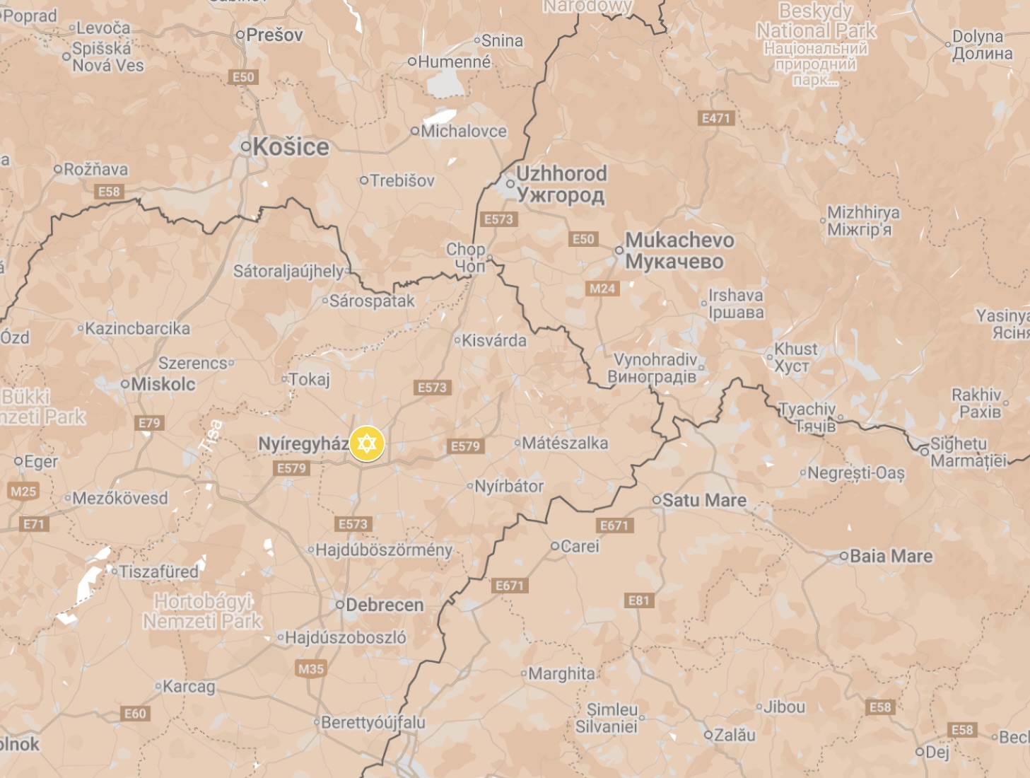 Map of Nyiregyhaza Ghetto.