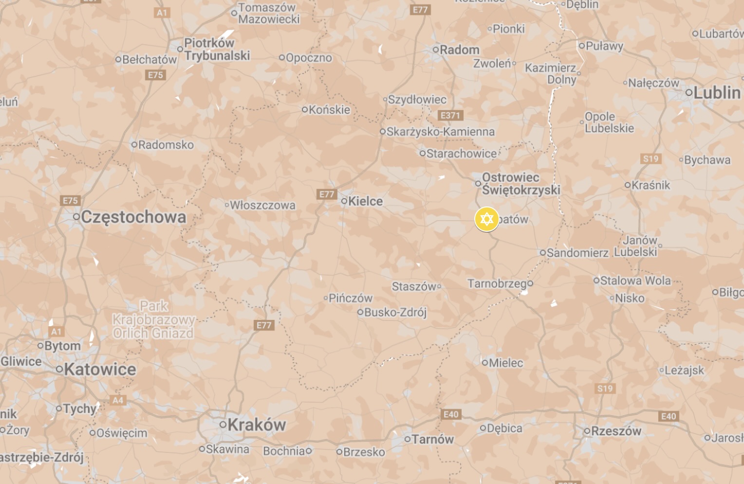 Map of Opatow Ghetto.