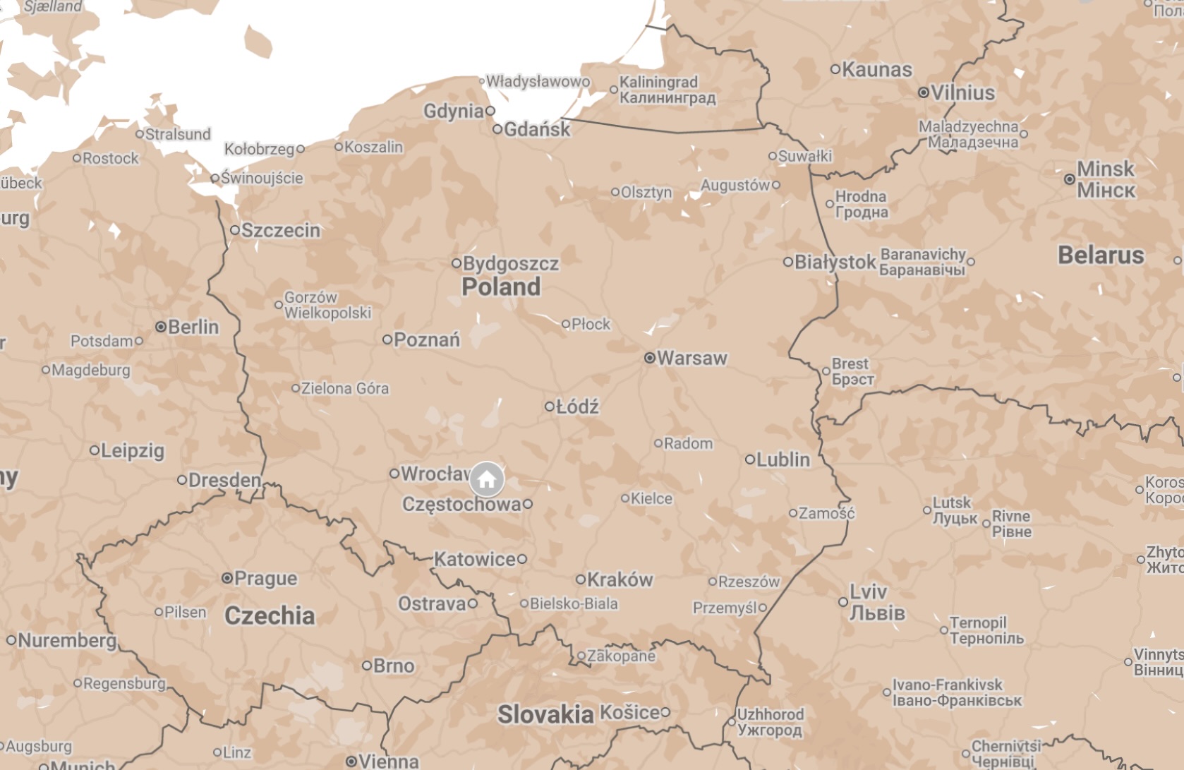 Map of Praszka, Poland.