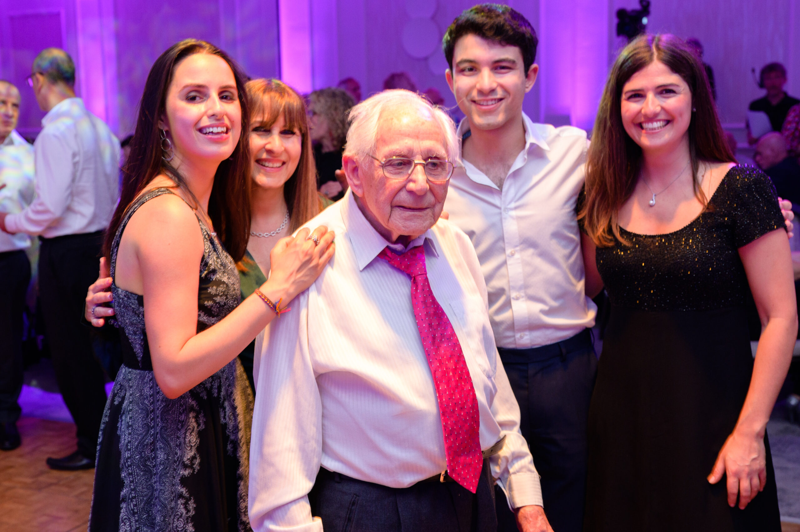 Photograph of Harry Olmer and family at the 2023 '45 Aid Society Annual Commemoration Dinner, London, UK.