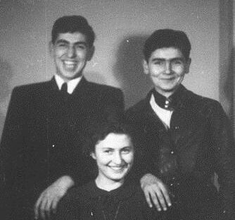 Photograph of David, Abe and Miriam Herman, 1947