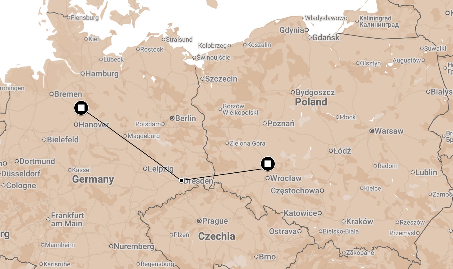 Map of Death March from Kurszbach.
