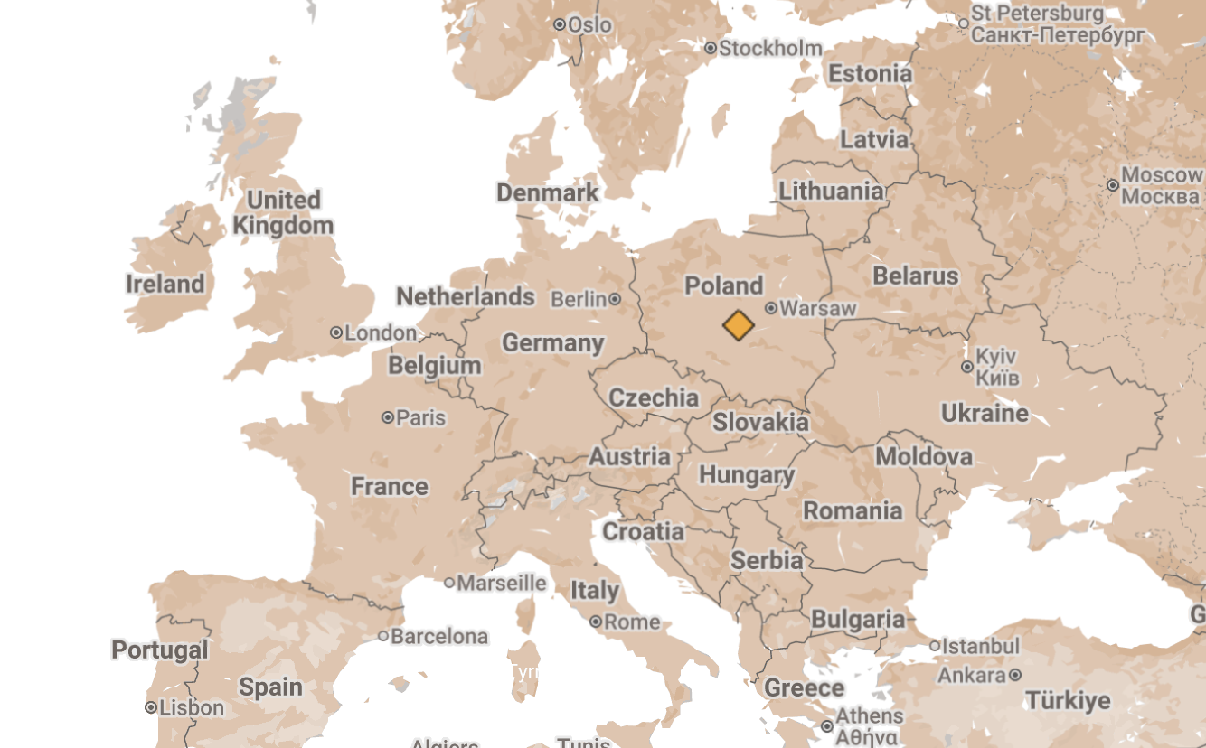 Map of modern-day Poland.