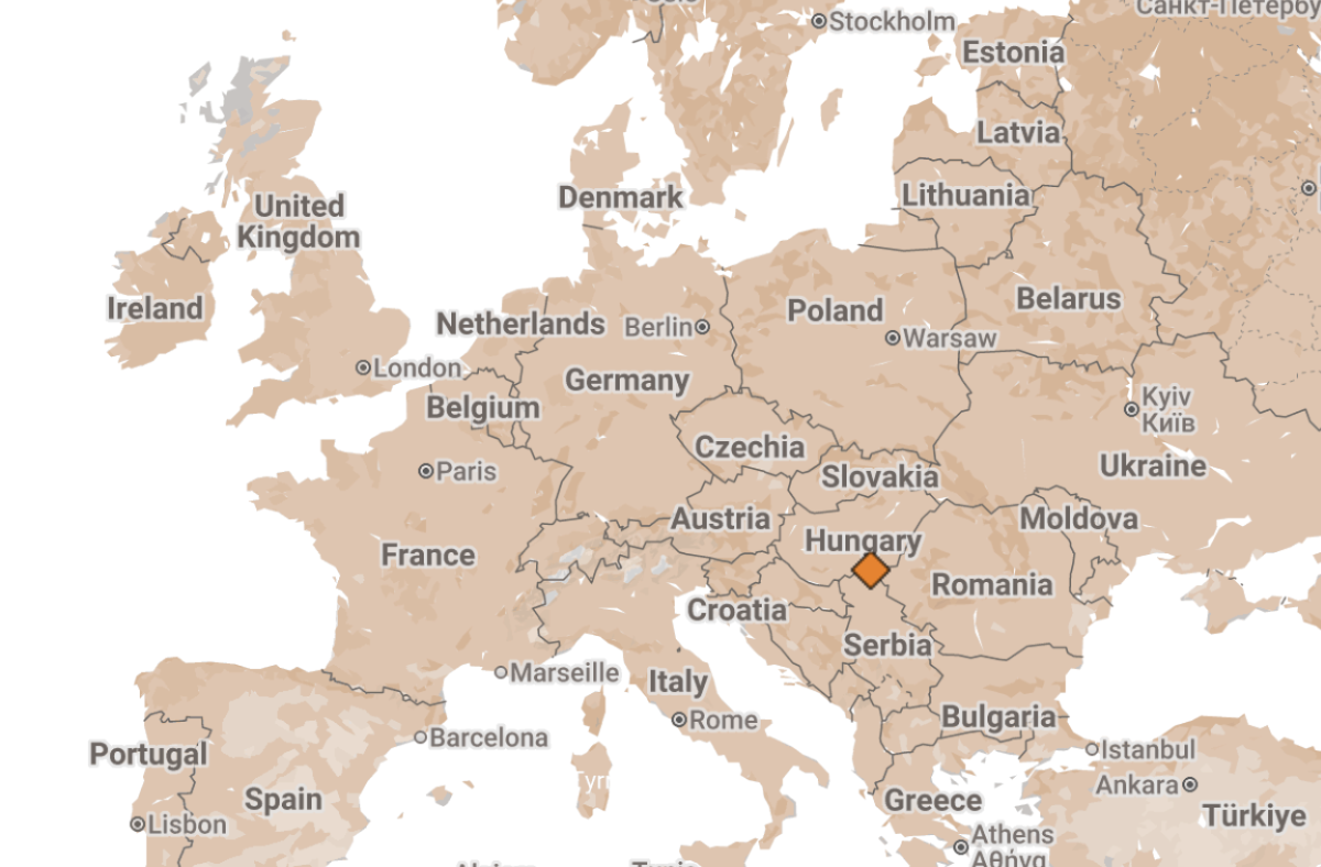 Map of modern-day Hungary.