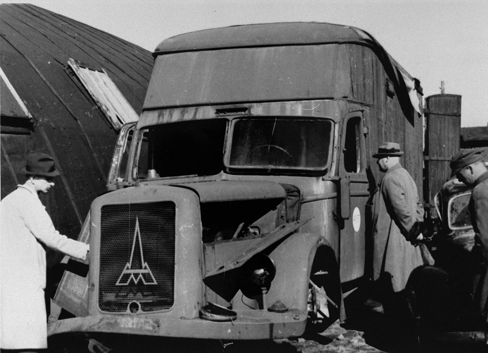 Destroyed gas van found near Chełmno in 1945.