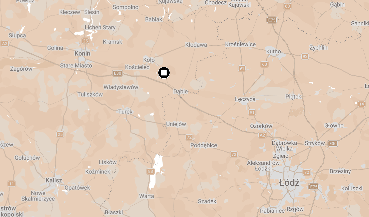 Map showing the Chełmno Memorial.
