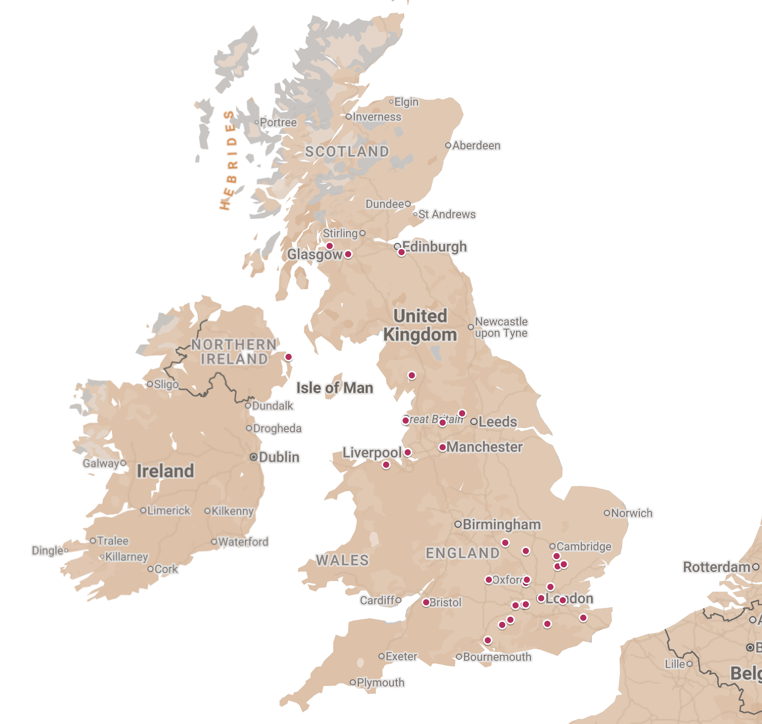Map of the hostels